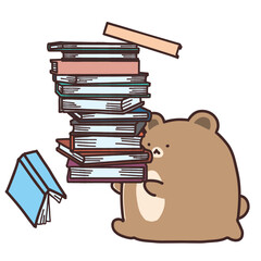 たくさんの本を運ぶかわいいクマ