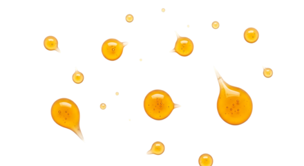 Yellow drops isolated on transparent background