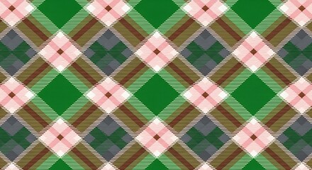 Green Pink Plaid Pattern Textile.