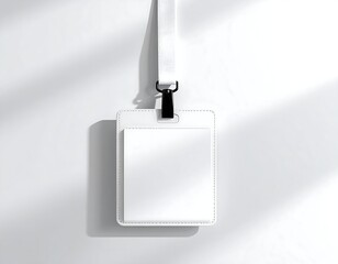 Clean white lanyard badge holder awaits your professional customization for corporate events and access