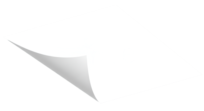 Folded paper corner with realistic bending shadow transparent PNG