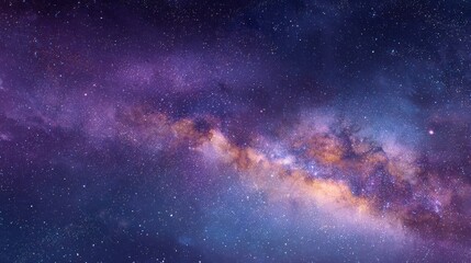 Fototapeta premium Beautiful cosmic galaxy featuring vibrant colors and twinkling stars, creating a mesmerizing night sky scene filled with wonder