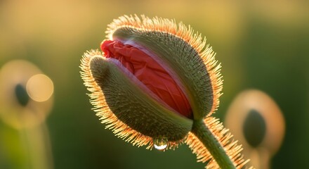 Poppy Bud Sunrise Field Bloom.