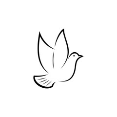 Dove icon vector template with abstract line concept, peace symbol.