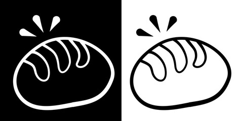 Bread Vector, Bread hand drawn vector illustration of a black and white background.