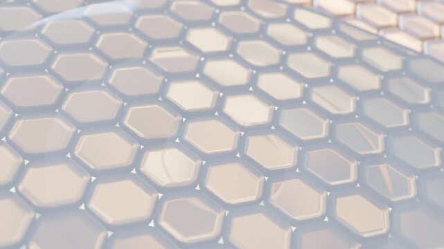 Cosmetic skin barrier product flowing over skin cells. Animation showing hydrating and protective effect of skin product coverage.