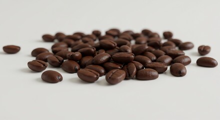 Naklejka premium 焙煎されたコーヒー豆 滑らか質感 光沢豊か 上品な香り漂う. AI Generated