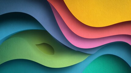 Colorful wavy paper layers creating abstract background
