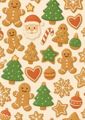 Festive gingerbread Christmas wallpaper.