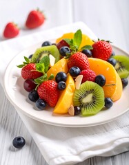 Colorful fruit salad on a plate