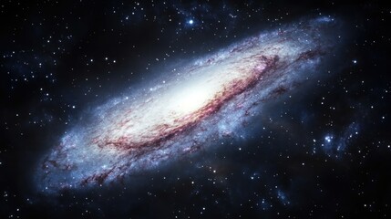 Fototapeta premium Spectacular spiral galaxy with star clusters, cosmic gas, and interstellar dust in deep space and