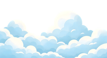Fluffy Blue Clouds Illustration on Black Background