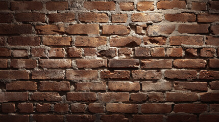 Obraz premium Textured brick wall with rustic appearance, showcasing various shades of red and brown. uneven surface and natural imperfections add character and depth to design, creating warm and inviting