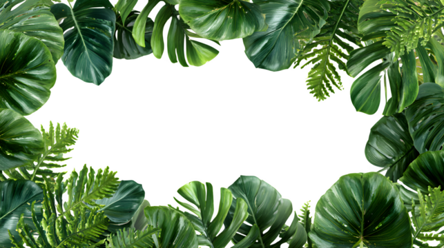 Tropical Leaves Frame, isolated on transparent background