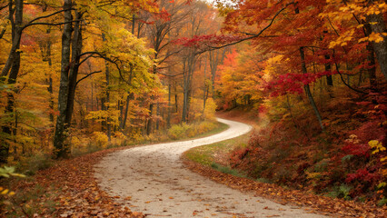 Fototapeta premium road in autumn forest