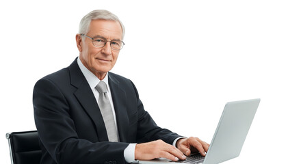Older Business Professional Using Laptop  