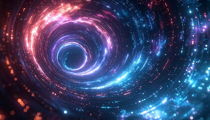 Abstract swirling vortex of glowing particles