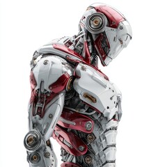 Fototapeta premium Futuristic Robot Sculpture with Intricate Mechanical Details and Colors