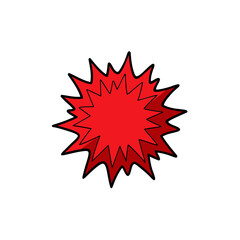Red starburst explosion shape isolated on white background