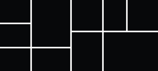 Blank bento grid layout template for photo collage or design element on a Ultra-Wide Background ratio