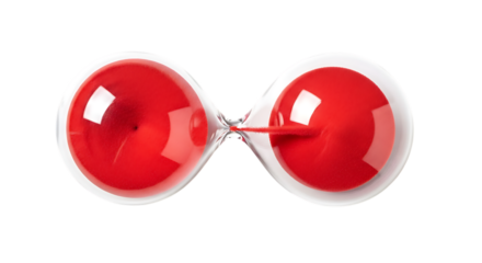 Red hourglass isolated on transparent background
