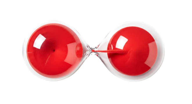 Red hourglass isolated on transparent background