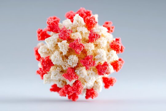 Detailed Render of a Coronavirus Particle Showcasing Surface Features - Powered by Adobe