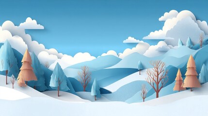 Winter landscape illustration