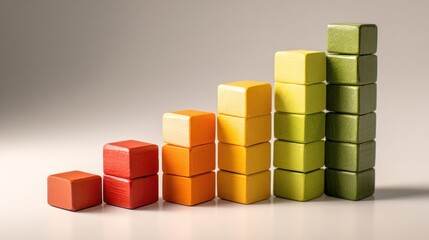 Colorful wooden blocks illustrate growth chart