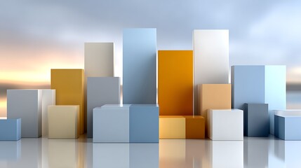 Abstract Minimalist Geometric Structures in Fantasy Landscape Photography