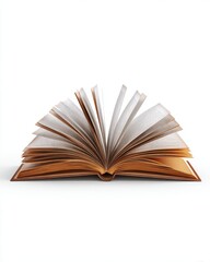 Naklejka premium Open Book with Turning Pages on a White Background