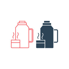 Vacuum flask vector illustration icons set