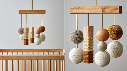 Minimalist Baby Mobile with Earthy Color Palette for Nursery Decoration