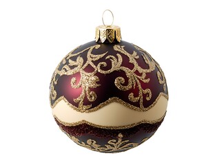 Elegant Burgundy Christmas Ornament with Intricate Gold Detailing for Festive Decor
