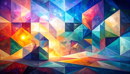 Colorful geometric abstract space scene