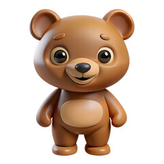 Fototapeta premium Adorable 3d rendered cartoon teddy bear character with big eyes and friendly smile