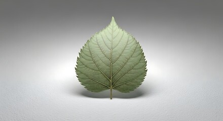Isolated green leaf with intricate veins on a neutral background studio shot