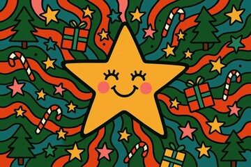 Festive cheerful holiday illustration