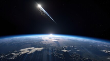 Fototapeta premium Space view of Earth with comet