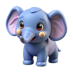 Naklejka premium Adorable blue baby elephant with big eyes and fluffy ears for children's content