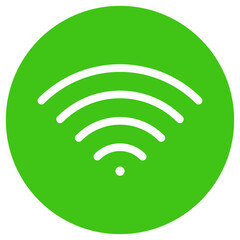 Wifi icon on transparent background green color ellipse