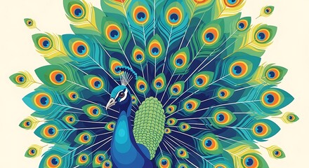 Peacock feathers with vibrant display.