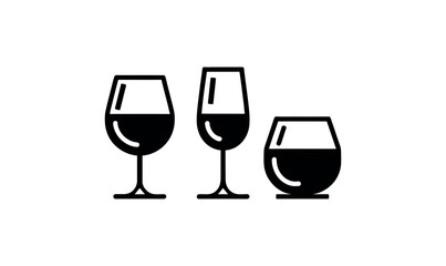 Wine Glasses Vector Icons Set
