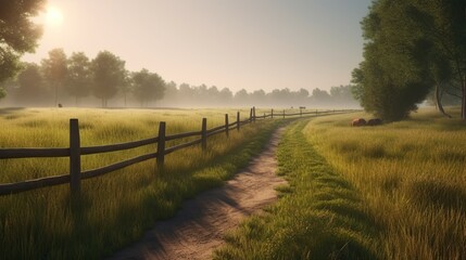Obraz premium Sunrise meadow path