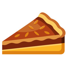Minimalist color vector slice of a pecan pie