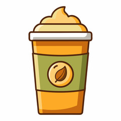 Minimal color vector pumpkin spice latte cup design