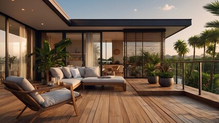 Luxury Modern Balcony with Outdoor Lounge