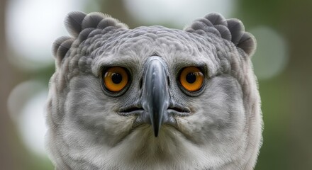 Obraz premium Close-up portrait of a barn owl with striking orange eyes and detailed feathers