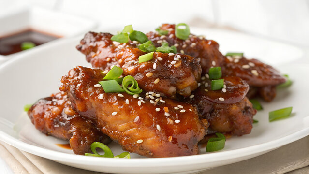 Plate of glazed chicken pieces
