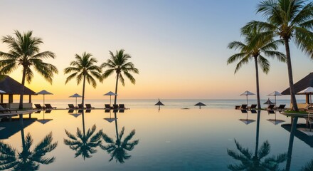 Fototapeta premium Luxury Resort Pool at Sunset